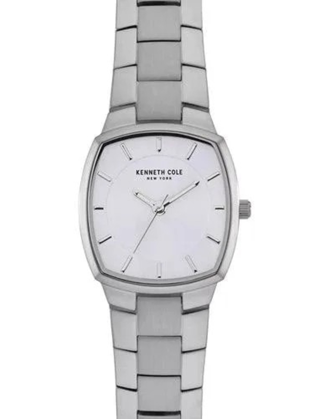 Kenneth Cole Silver and White Stainless Steel Minimalist Watch
